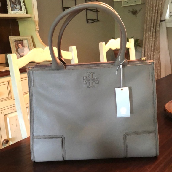 tory burch ella canvas leather tote